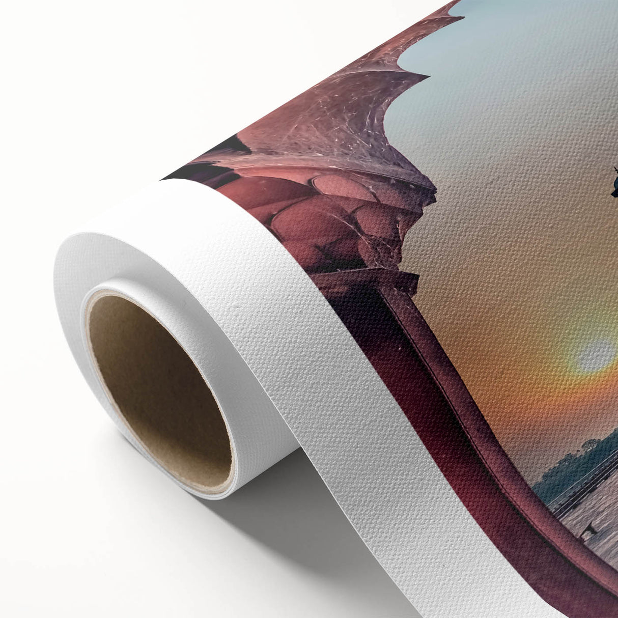 Art Deco poster of Indian scenery in pastel colors on rolled canvas, ideal for nursery wall art.