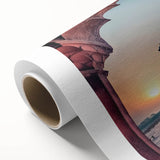 Art Deco poster of Indian scenery in pastel colors on rolled canvas, ideal for nursery wall art.