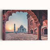 Black and white stretched canvas of an Indian cityscape, ideal for kitchen wall art.
