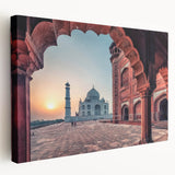 Large canvas print of an Indian landscape with vibrant green and earth tones, ideal for kitchen wall art.
