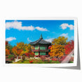 Large rolled canvas print of a serene Korean landscape with soft pastel colors, ideal for dining room wall art.
