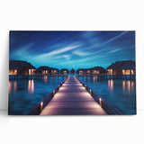 Black and white photograph of Maldives scenery on stretched canvas, ideal for kitchen wall art.