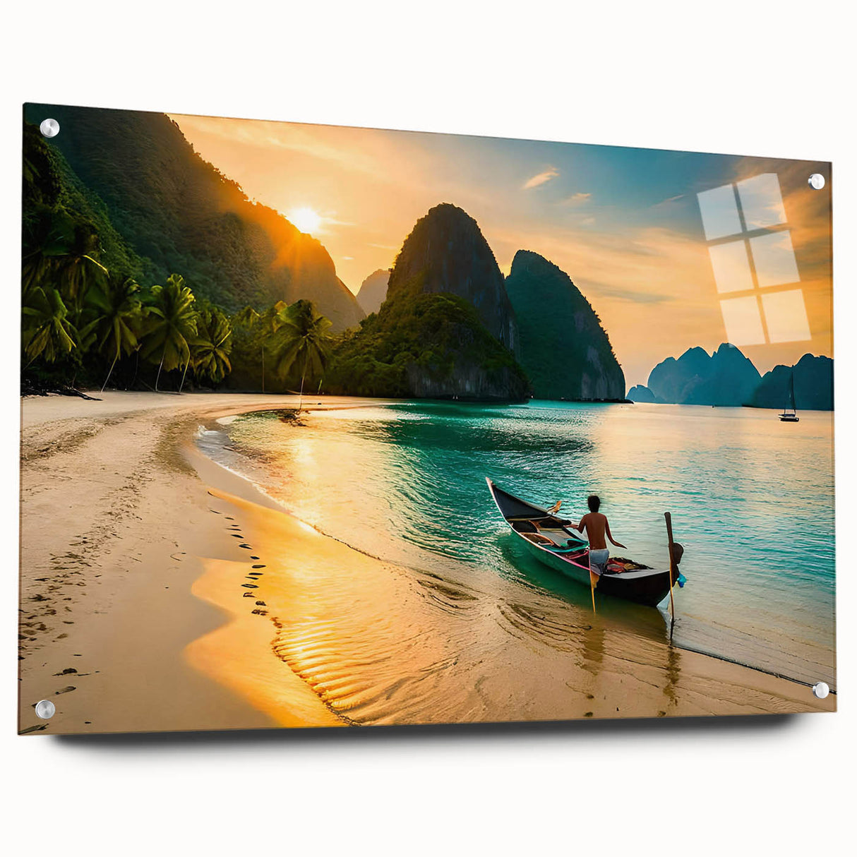 Acrylic print of a Philippine landscape with lush greenery and blue skies, suitable for dining room decor.