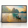 Large abstract wall art depicting a serene Philippine landscape in muted earth tones, framed in black acrylic.