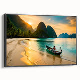 Black and white framed canvas featuring a vintage landscape painting of a Philippine scenery, ideal for bedroom decor.