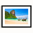 Extra large abstract art print featuring textured, colorful imagery of a Thai landscape on a black framed canvas.