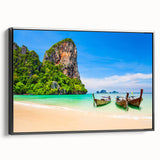 Black and white framed canvas featuring a vintage-style Thai landscape, ideal for bedroom decor.