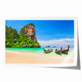 Extra large rolled print of a Thai landscape with vibrant green and blue tones, ideal for dining room wall art.