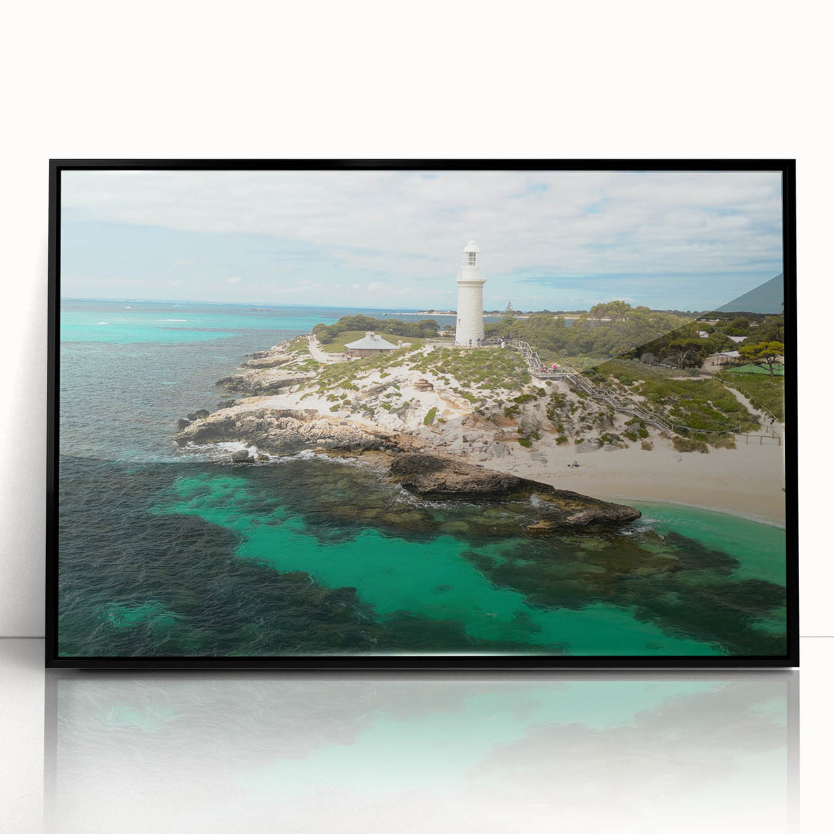 Large abstract wall art of Perth skyline in muted gray, acrylic print in black frame, suitable for modern art wall decor.
