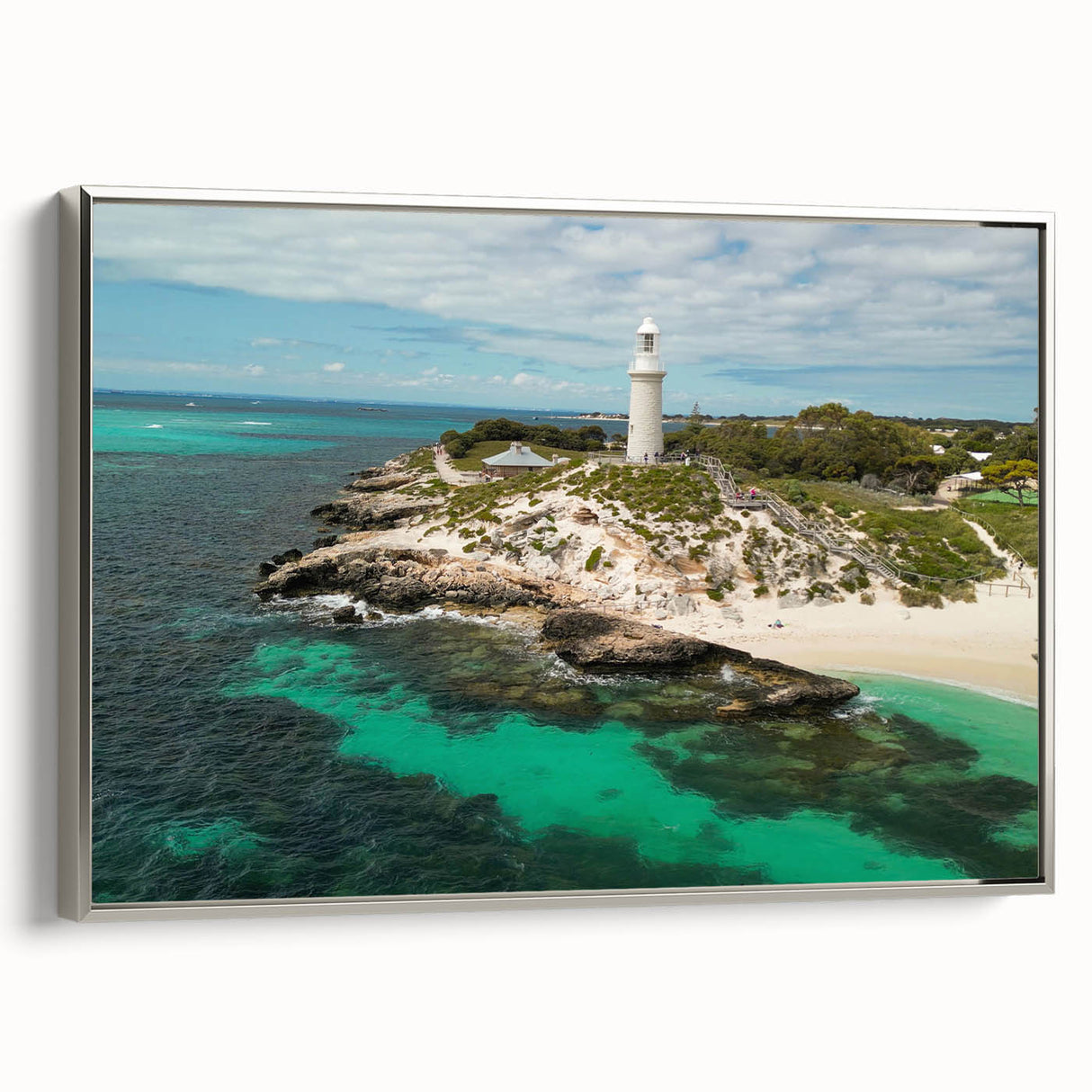 Vintage poster art of Perth, Australia in vibrant colors on extra large framed canvas, ideal for living room decor.
