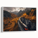 Vintage poster art of Yukon scenery on a framed canvas, featuring a colorful palette.