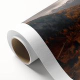 Art deco poster of Yukon scenery in subdued greens and blues on rolled canvas, ideal for nursery wall art.