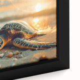 Black wall art depicting a textured, colorful Caribbean scene on a framed canvas, ideal for living room decor.