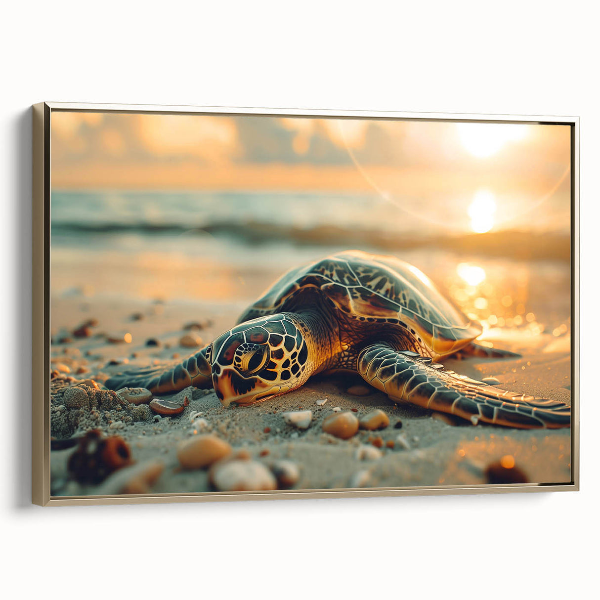 Framed canvas depicting a vintage-style Puerto Rican landscape in muted gold and black tones, ideal for bedroom wall art.