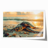 Extra large rolled print of a Caribbean landscape in vibrant greens and blues, ideal for dining room wall art.