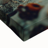 Black and white landscape art painting of a serene Puerto Rican coastline on stretched canvas, ideal for bedroom wall art.