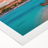 Art deco poster of an Albanian landscape in muted earth tones on rolled canvas, suitable for dining room wall art.