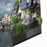 Large abstract wall art of a European scenery in Austria with muted earth tones on acrylic glass, ideal for dining room art.