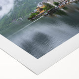 Art Deco poster of a European Austrian landscape in muted earth tones on rolled canvas, suitable for dining room decor.