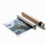 Extra large rolled print of a scenic Austrian landscape with vibrant green and floral elements.