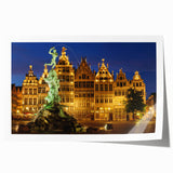 Scenic European landscape with vibrant green hues on rolled canvas, ideal for dining room wall art.