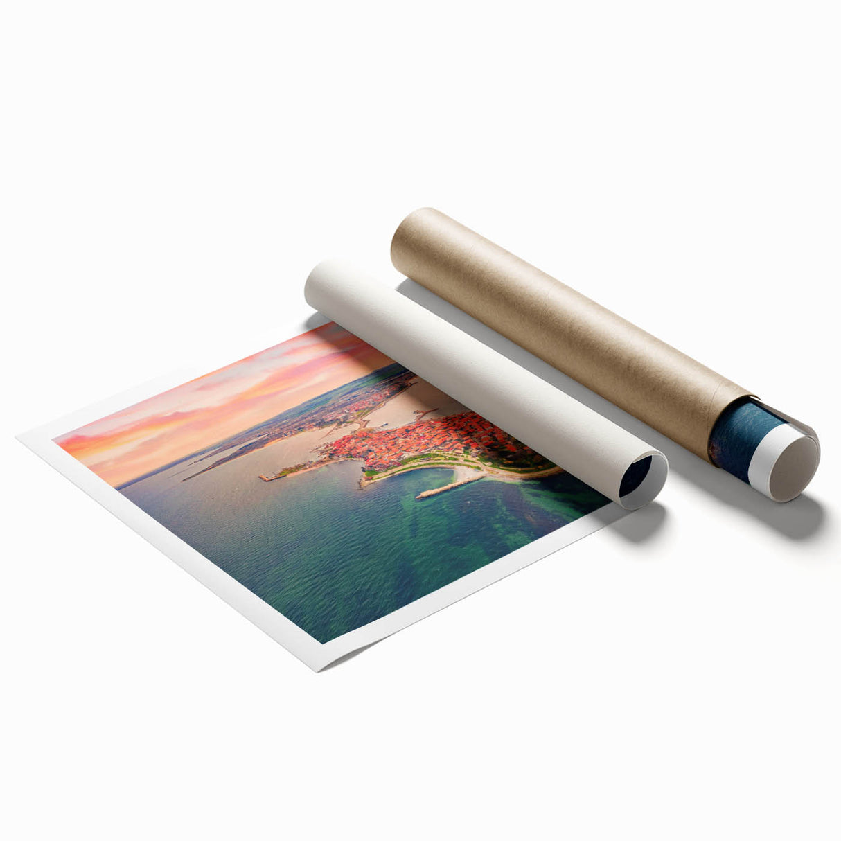 Extra large rolled print of a floral art scene in Bulgaria, with muted green and earth tones.