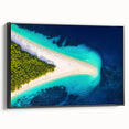 Black and white framed canvas of a Croatian landscape, ideal for bedroom wall art in a vintage poster style.