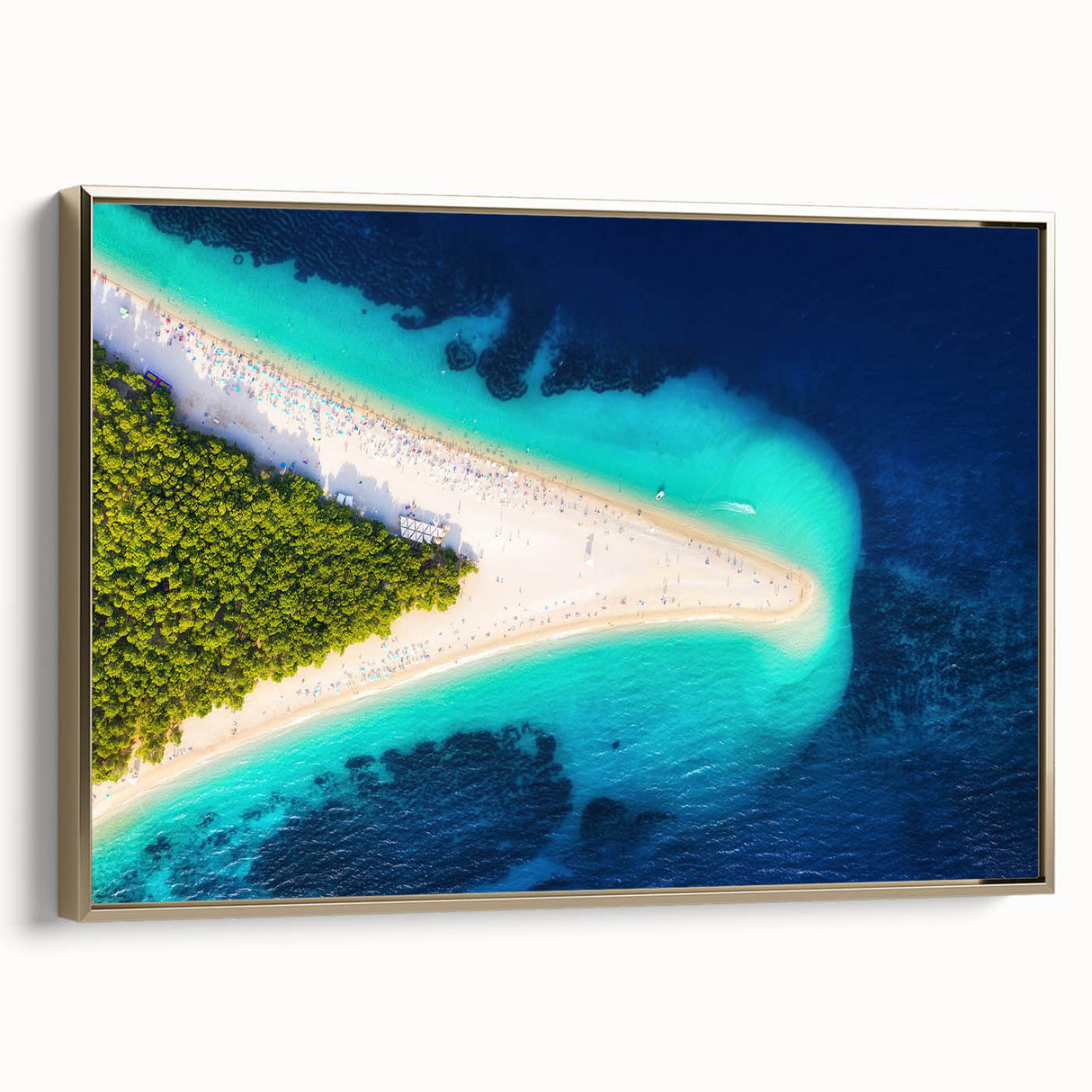Framed canvas of a vintage-style Croatian landscape in muted earth tones, ideal for bedroom wall art.