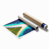 Extra large rolled print of a Croatian landscape with vibrant floral elements, ideal for classy bathroom wall art.