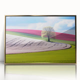 Art deco poster of a Czech Republic scenery in gold acrylic frame, suitable for modern nursery decor.