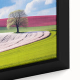 Extra large framed canvas featuring a textured, colorful depiction of a Czech Republic scenery.