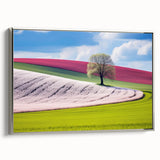 Landscape art painting of a Czech Republic scenery on a framed canvas, featuring vibrant colors with a vintage poster style.