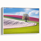 Vintage poster art of a Czech Republic scenery on framed canvas, with colorful art in extra large size.