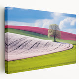 Prague cityscape on large stretched canvas, featuring muted earth tones, ideal for kitchen wall art.