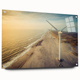 Acrylic print of a serene Danish landscape in soft blues and greens, ideal for bedroom or dining room art.