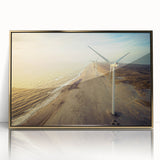 Framed acrylic print featuring a minimalist art deco scene of Denmark, in muted gold tones, ideal for modern art wall decor.