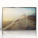 Large art print of a European Denmark scenery in silver framed acrylic, featuring mid-century modernist style.