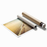 Extra large rolled print of Danish scenery featuring soft floral elements and muted earth tones.