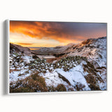 Vintage poster art of Cumbria landscape in vibrant colors on extra large framed canvas, ideal for living room decor.