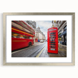 Extra large abstract art print of London scenery in textured silver frame, ideal for living room decor.