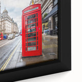 Extra large framed canvas of a textured London scenery in black with colorful art accents, ideal for living room decor.