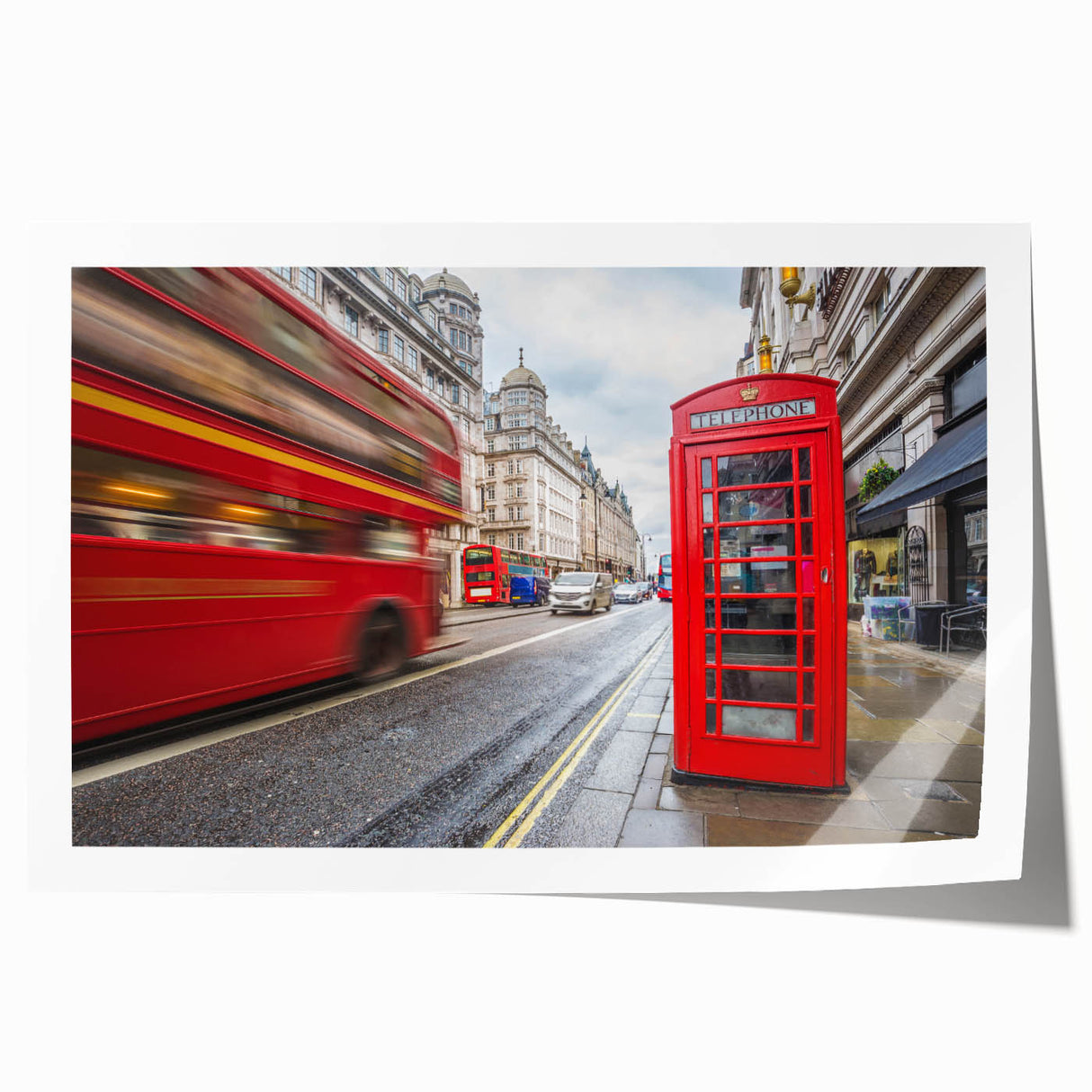 Extra large rolled print of London scenery with vibrant floral elements, ideal for art wall dining room.