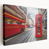 Large canvas print of the London skyline in muted gray and blue tones, ideal for kitchen wall art.