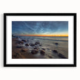 Extra large abstract art print depicting vibrant, colorful Estonian scenery on a textured canvas, framed in black.
