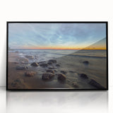 Large abstract wall art depicting a European scenery in Estonia, in muted earth tones on a framed acrylic.