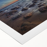 Art deco poster of a European Estonian scenery in muted earth tones on rolled canvas, suitable for dining room decor.