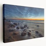 Large art print of European Estonian scenery on stretched canvas, featuring muted earth tones, ideal for kitchen wall art.