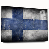 Acrylic print of a serene Finnish landscape in soft blue and green tones, ideal for bedroom or dining room art.