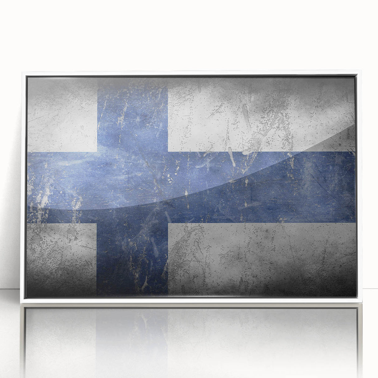 Mid-century modernist art of a serene Finnish landscape in pastel shades on a framed acrylic, ideal for nursery wall art.