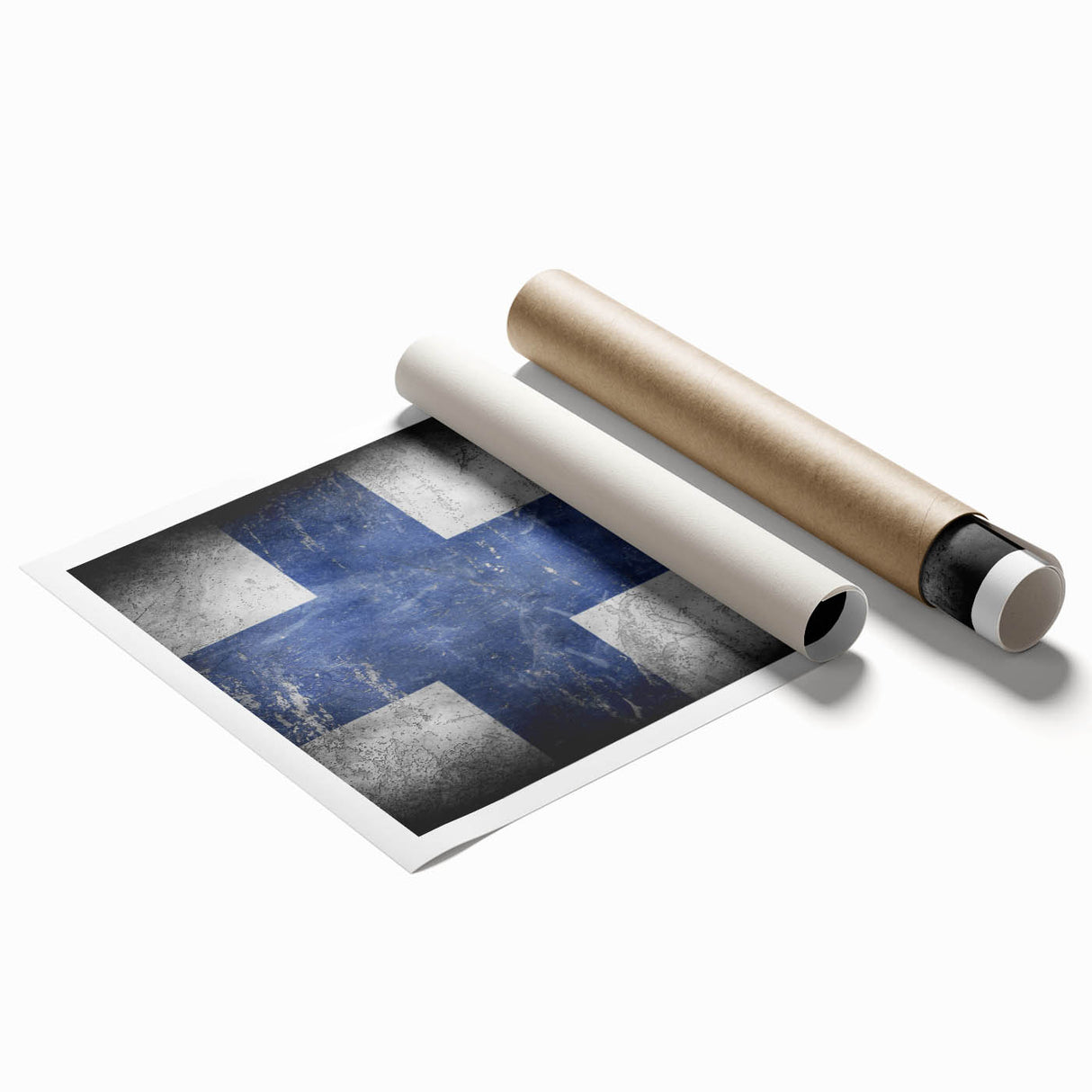 Extra large rolled print of a Finland landscape with vibrant greens and blues, ideal for classy bathroom wall art.